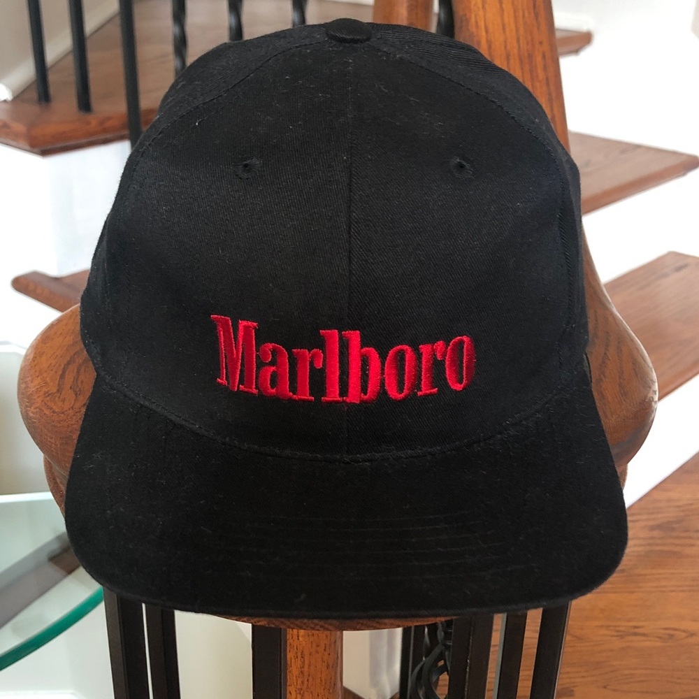 Marlboro Hat Black Red Logo Vintage Promotional Cap Snapback Rare Tab (NEW)